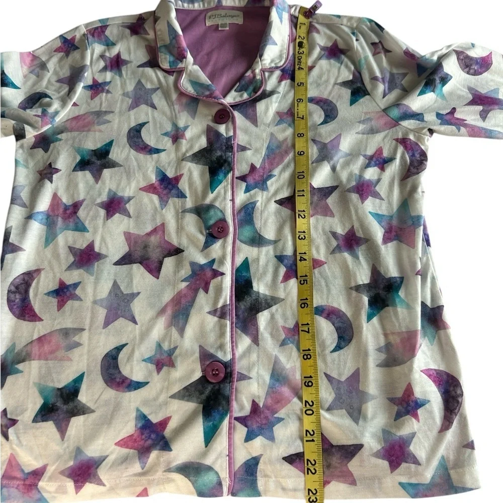 PJ Salvage Purple and Blue Pajama Set with Geometric Star Pattern